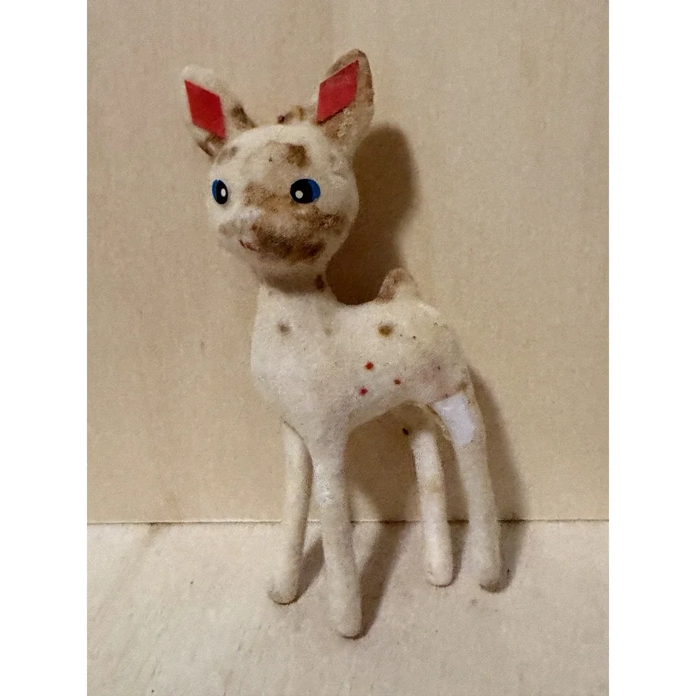Flocked Deer Vintage 4in